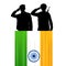 Silhouettes of soldiers on a background with India flag.