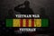 Silhouettes of soldiers saluting and vietnam Campaign Ribbon with text Vietnam War Veteran.