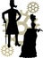 Silhouettes of Steampunk Victorians grungy gear