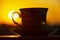 Silhouettes of sunrise morning coffee