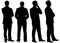 Silhouettes of thinking businessman in different postures