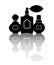 Silhouettes of three perfumes. Vector illustration.