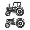 Silhouettes of tractors