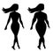 Silhouettes of two girls thick and slender on a white background