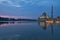 Silhouettes view of sunset at Putra Mosque or Masjid Putra Putrajaya Malaysia