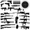 Silhouettes of weapons, guns