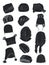 Silhouettes of winter hats