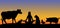 Silhouettes of woman with many animals