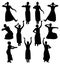 Silhouettes of woman performing bharatanatyam