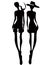 Silhouettes of women walking