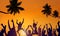 Silhouettes of Young People Partying on a Beach