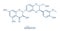 Silibinin silybin milk thistle molecule. Major constituent of silymarin, has liver protecting properties. Skeletal formula.