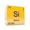 Silicon chemical element symbol from periodic table