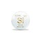 Silicon symbol - Si. Element of the periodic table on white ball with golden signs. White background