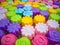 Silicone baking molds, colorful flowers. Colorful of silicone mo