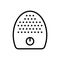 Silicone facial cleansing brush. Linear icon of electronic massage device for skin. Black illustration of sonic mini electric face