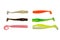 Silicone fishing lures.Colorful baits. Isolated on white background