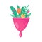 Silicone menstrual cup with flowers and leaves for woman