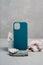 Silicone protective case for smartphone turquoise color