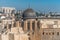 Siliver dome of Al-Aqsa Mosque, built on top of the Temple Mount, known as Haram esh-Sharif in Islam and wall of old city of