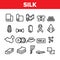 Silk Collection Fabric Elements Icons Set Vector