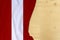 Silk colored national flag of Peru country, empty wooden mocap for text, concept of tourism, travel, emigration, global business,