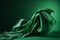 Silk green Fabric Blowing on green Background generative AI