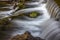 Silk-like waterfalls and flowing water in streams in Shuangliu National Forest Recreation Area