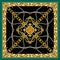 Silk Scarf Golden Baroque with Chains. on Black and Green Background. Ready for Textile Prints.