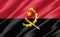 Silk wavy flag of Angola graphic. Wavy Angolan flag 3D illustration. Rippled Angola country flag is a symbol of freedom,