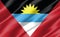 Silk wavy flag of Antigua and Barbuda graphic. Wavy Antiguan and Barbudan flag 3D illustration. Rippled Antigua and Barbuda