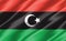 Silk wavy flag of Libya graphic. Wavy Libyan flag 3D illustration. Rippled Libya country flag is a symbol of freedom, patriotism