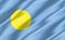 Silk wavy flag of Palau graphic. Wavy Palauan flag 3D illustration. Rippled Palau country flag is a symbol of freedom, patriotism