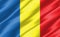 Silk wavy flag of Romania graphic. Wavy Romanian flag 3D illustration. Rippled Romania country flag is a symbol of freedom,