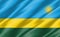 Silk wavy flag of Rwanda graphic. Wavy Rwandan flag 3D illustration. Rippled Rwanda country flag is a symbol of freedom,