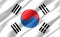 Silk wavy flag of South Korea graphic. Wavy South Korean flag 3D illustration. Rippled South Korea country flag is a symbol of