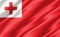 Silk wavy flag of Tonga graphic. Wavy Tongan flag 3D illustration. Rippled Tonga country flag is a symbol of freedom, patriotism