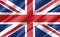 Silk wavy flag of United Kingdom graphic. Wavy British flag 3D illustration. Rippled United Kingdom country flag is a symbol of