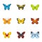 Silkworm icons set, flat style