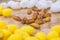 Silkworms nest in bamboo basket and use for silk fabric