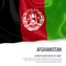 Silky flag of Afghanistan waving on an isolated white background with the white text area for your advert message.