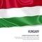 Silky flag of Hungary waving on an isolated white background with the white text area for your advert message.