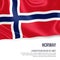Silky flag of Norway waving on an isolated white background with the white text area for your advert message.