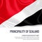 Silky flag of Principality of Sealand waving on an isolated white background with the white text area for your advert message.