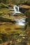 Silky water of Salroc Falls in New Hampshire`s White Mountains.