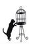 Sillouette of a cat and birdcage