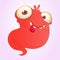 Silly cartoon red monster. Vector red monster blob illustration.