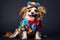 Silly Dog Sporting A Comical Clown Outfit Harness Costumes For Dogs, Silly Pet Tricks, Comical Clown