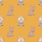 Silly dog and wise owl seamless pattern