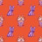 Silly dog and wise owl seamless pattern